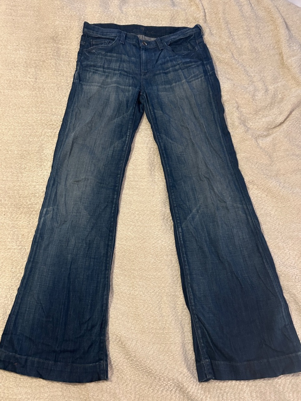7 For All Mankind Dark Blue Wide Leg Jeans